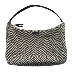 Vintage Kate Spade Wool Herringbone Tweed Shoulder Bag Made in USA Brown Cream
